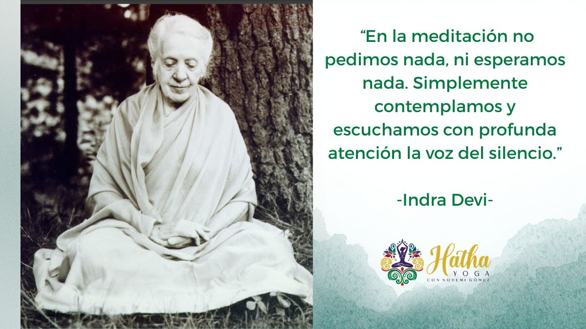 Indra Devi meditando